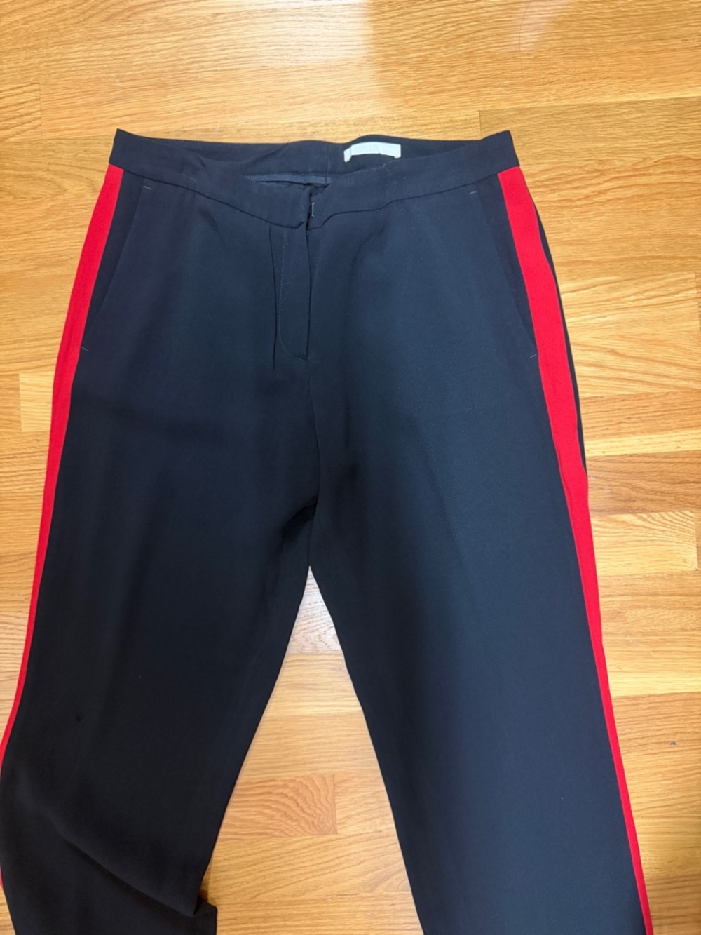 Boss Black Trousers with Red Side Stripe